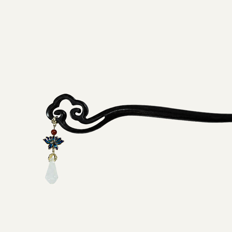 Ebony Swirl Dangle Hair Stick