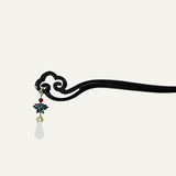 Ebony Swirl Dangle Hair Stick