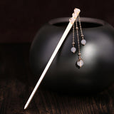 White Agate Tassel Hair Stick