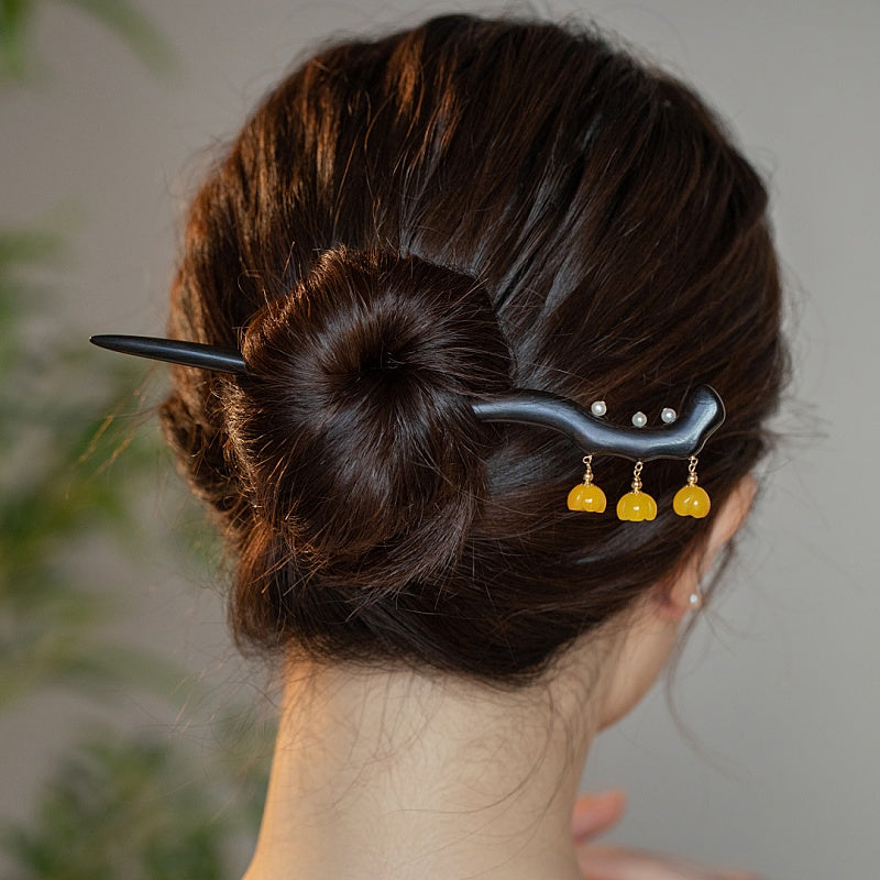 Triple Agate Drop Hair Stick