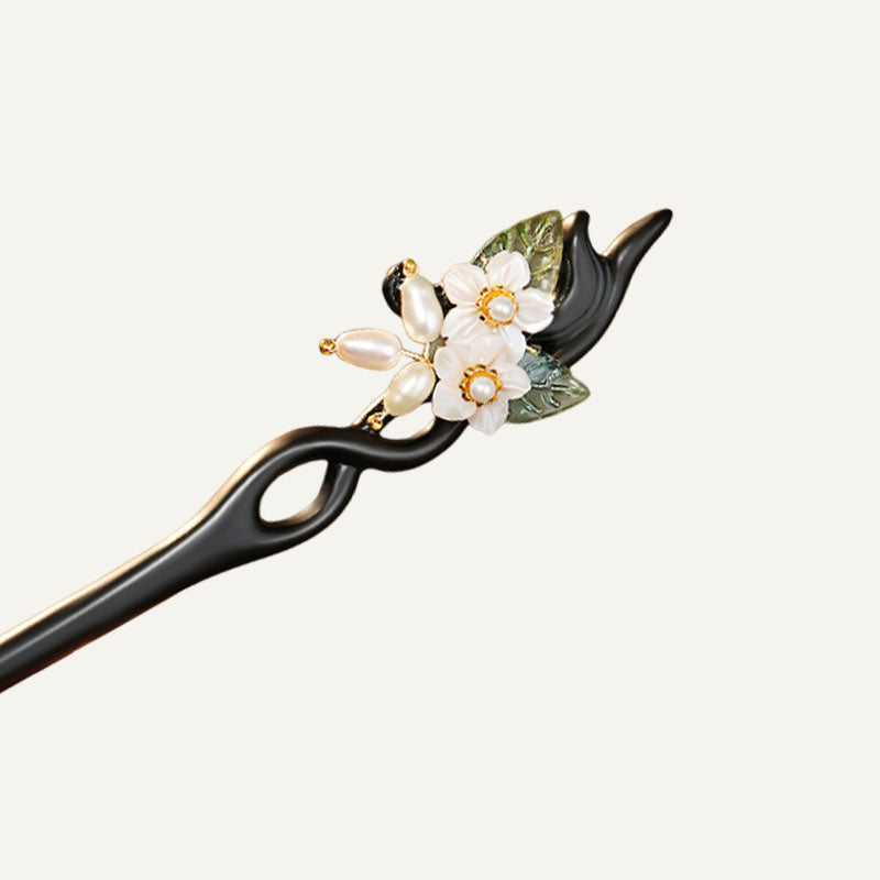Nacre Peach Flower Hair Stick