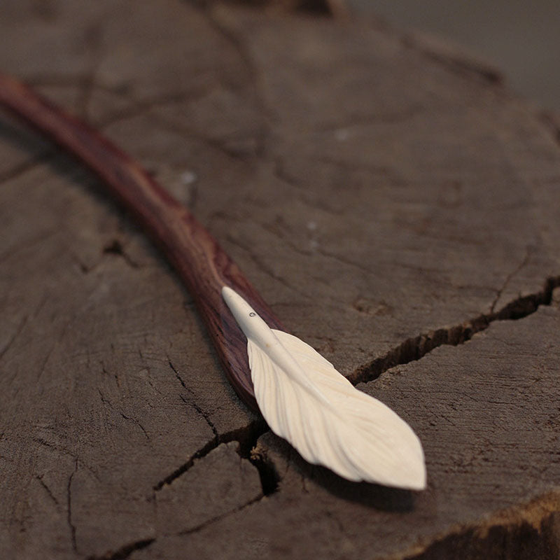 Carved Feather Hair Stick