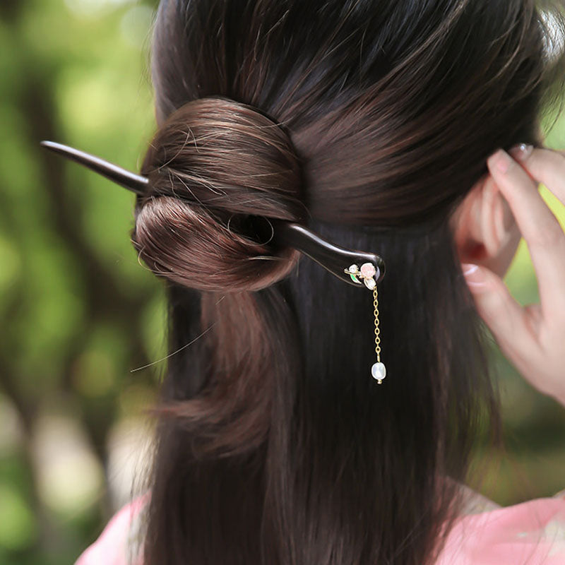 Blushing Tulip Dangle Hair Stick