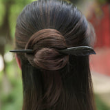 Carved Wooden Leaf Hair Stick
