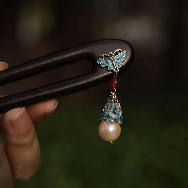 Azure Butterfly Hair Stick
