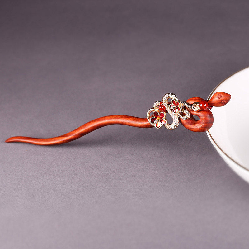 Lucky Crimson Snake Hair Stick