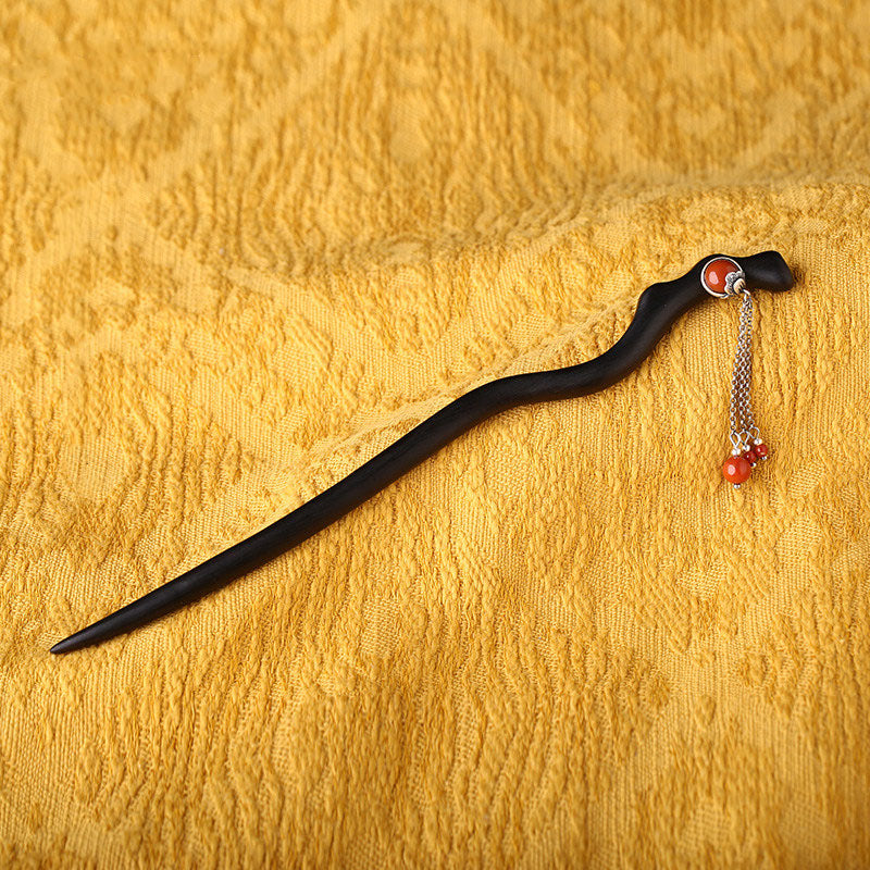 Crimson Chain Flow Hair Stick