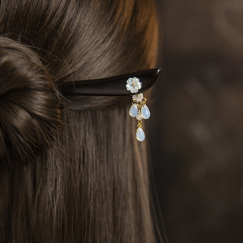 Floral Chain Drop Hair Stick