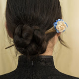 Ivory Blue Blossom Hair Stick