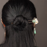 Misty Jade Flower Hair Stick