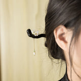 Ebony Flower Drop Hair Stick
