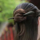 Carved Wooden Leaf Hair Stick