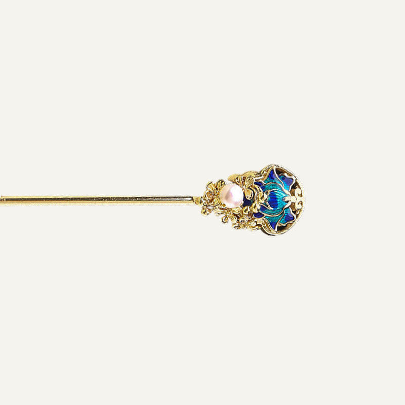 Azure Enamel Pearl Hair Stick