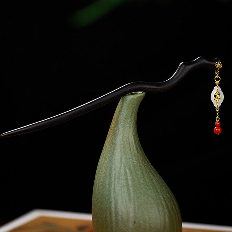 Ebony Red Agate Hair Stick
