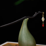 Ebony Red Agate Hair Stick