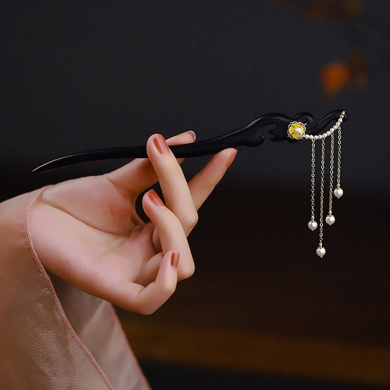 Floral Pearl Drop Hair Stick
